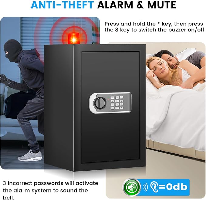 [16.54" Tall] Safe Box, 2.8 Cuft Home Safes With Fireproof Bag, Anti-Theft Security Safes for Home with Programmable Keypad Spare Keys, Digital Safety Box for Money Documents Valuables Jewelry