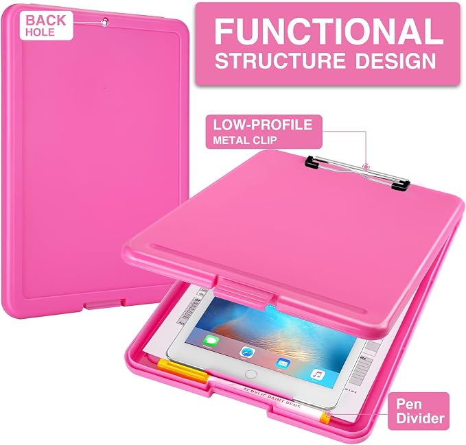 Sooez Clipboard with Storage, Plastic Nursing Clip Board, 8.5" x 11", Work | Sturdy Clipboards Foldable, Cute Hanging Clip Board Case, Teacher, Classroom Must Haves, Office School Supplies, Women & Men