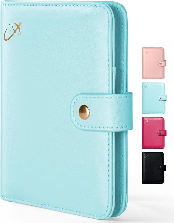 Forvencer Passport Holder Cover with Money Pocket, RFID Passport Wallet | Premium Passport Cover, Cute Passport Book Card Case, Waterproof Travel Accessories for Women, Light Blue