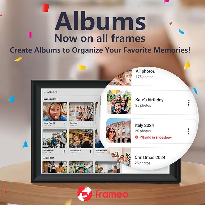 64GB FRAMEO 10.5 Inch Smart WiFi Digital Photo Frame 1920x1280 FHD IPS LCD Touch Screen, Auto-Rotate, 64GB Storage, Support SD Card & USB Drive, Share Moments Instantly via Frameo App from Anywhere