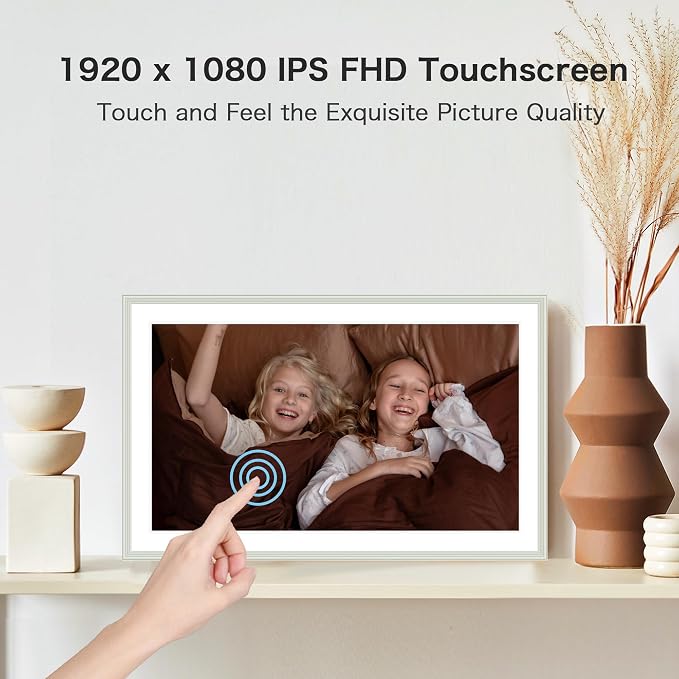 Frameo 15.6" Digital Picture Frame WiFi, Large Digital Photo Frame, 1920*1080 IPS FHD Touchscreen, 32GB Storage, Instant Share Photo Video, Wall-Mountable & Tabletop Display, Gift for Mom