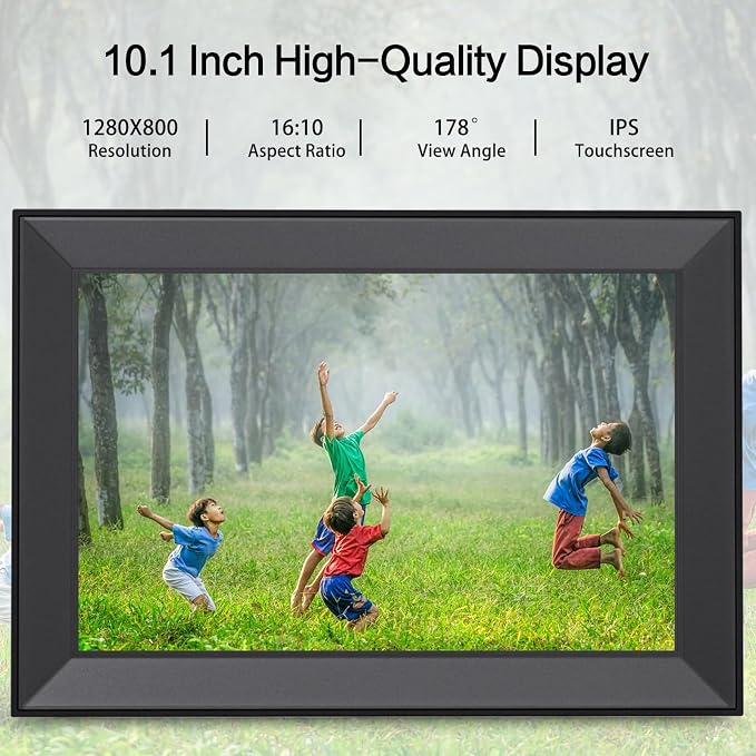 Frameo Digital Picture Frame, Smart WiFi Digital Photo Frame with 10.1 Inch HD IPS Touch Screen, Auto-Rotate, Send Pictures from Anywhere via Frameo App, Great Gift for Mom and Women