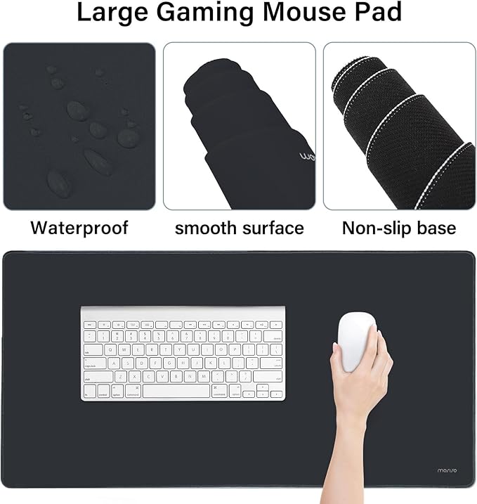 MOSISO Keyboard Mouse Pad Set, Large Gaming Mousepad&Keyboard Wrist Rest&Mouse Wrist Rest&Coaster, Ergonomic Non-Slip Mousepad&Easy Typing Cushion with Memory Foam for Home Office, Slate Gray