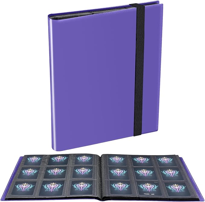Card Binder, Upgraded 9 Pockets Trading Card Collection Binder for Cards, 360 Card Book Holder Album for Yugioh, MTG, TCG, Magic, Sports Cards - Purple