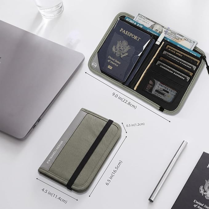 P.travel Passport Holder for Travel, RFID Blocking Passport Wallet with Adjustable Shoulder Strap, Holds 3 Passports, 4 Card Slots & AirTag Slot, Lightweight Travel Essentials for Men & Women