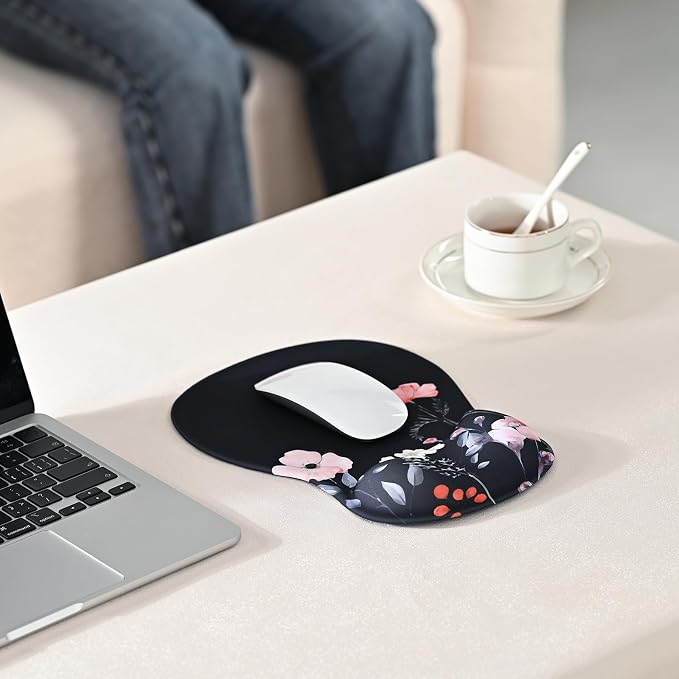 EooCoo Mouse Pad with Gel Wrist Rest, Ergonomic Mousepad Wrist Alignment | Middle Concave Design for Natural Wrist Alignment, Non-Slip Base Mousepad, Carpal Tunnel Relief, Office Desk Accessories