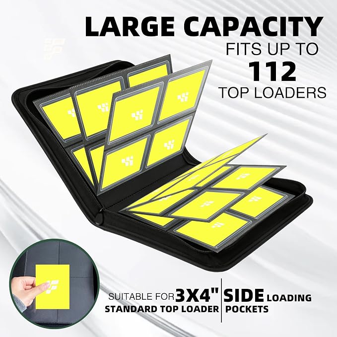 Top Loader Binder, Holds 112 Cards in 3"x4" Toploaders, Trading Card Binder 4 Pocket for TCG, MTG, YGO, Game Cards, Sports Cards(White)