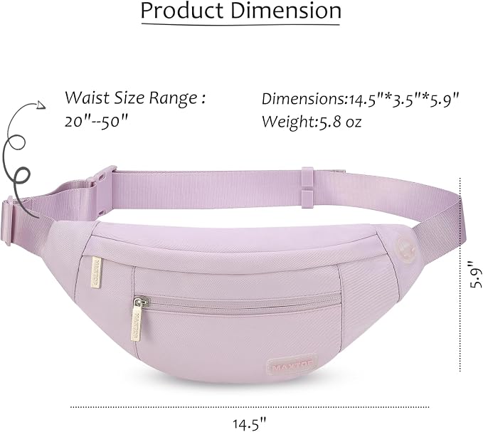 MAXTOP Large Purple Crossbody Fanny Pack for Women Belt Bag fits All Phones | 4-Zipper Pockets,Stylish,Versatile,Cross Body Bum Bag for Enjoy Yoga Traveling Workout Running Shopping
