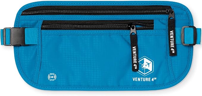 VENTURE 4TH Travel Money Belt, RFID Blocking Passport Holder - Blue