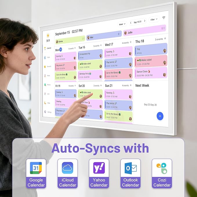 27 inch Smart Calendar Max, Digital Calendar & Chore Chart, Family Organizer with Interactive Touchscreen Display – Wall Mountable in Portrait or Landscape, Gifts for Women Men