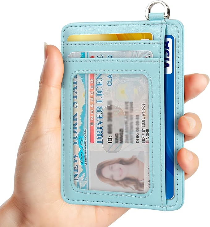 Slim Minimalist Front Pocket Wallet, RFID Blocking Credit Card Holder Wallet with Detachable D-Shackle for Men Women