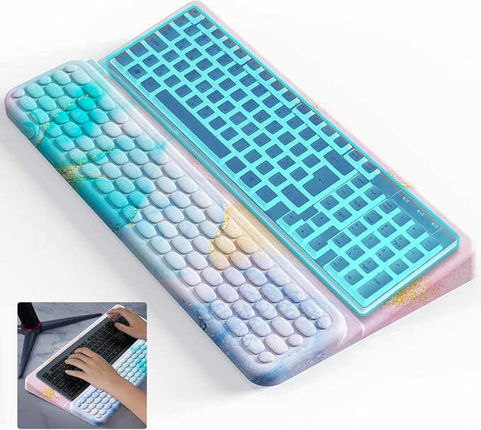 Keyboard Stand for Desktop, Keyboard Wrist Rest, Ergonomic Keyboards Holder for Easy Typing Working, Wrist pad for Keyboards with Comfortable Wrist Rest for Keyboard Blue Pink