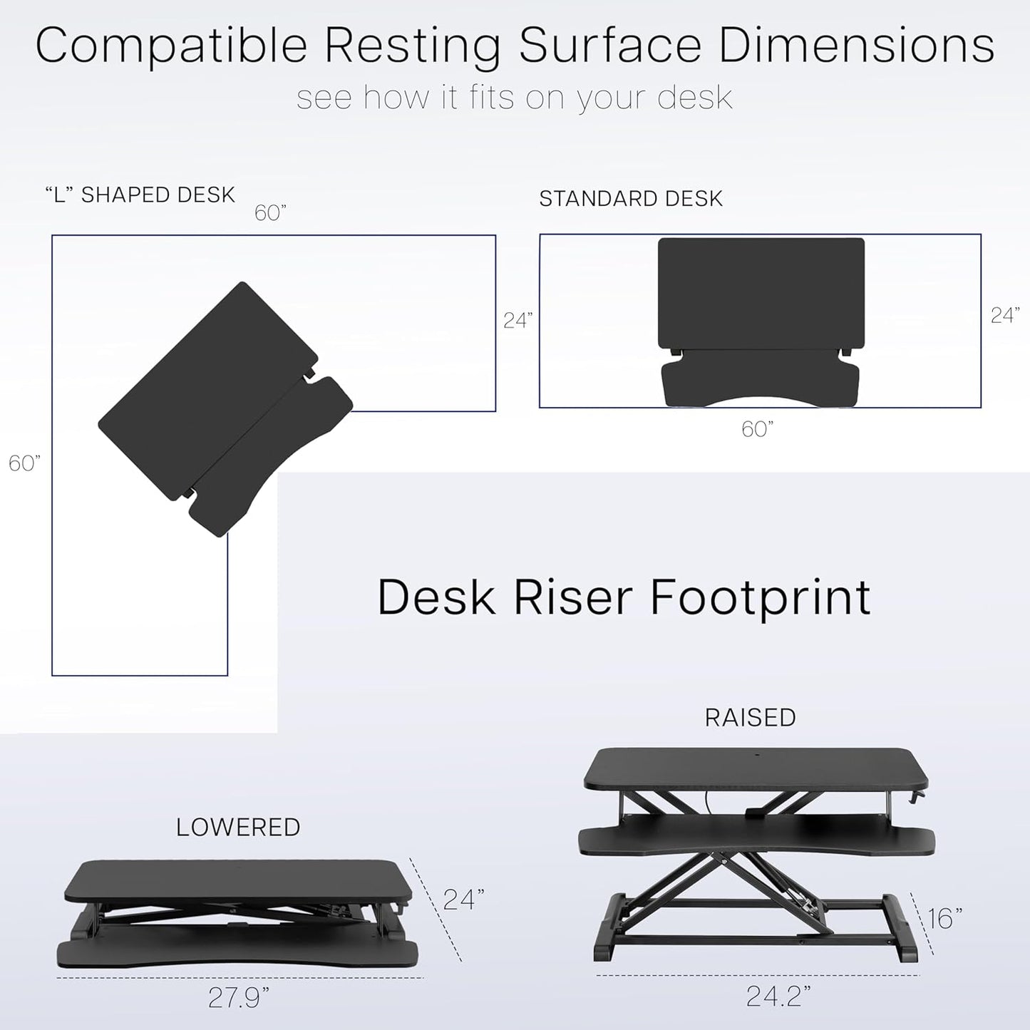 VIVO 28 inch Desk Converter, K Series, Height Adjustable Sit to Stand Riser, Dual Monitor and Laptop Workstation with Keyboard Tray, Black, DESK-V028KB