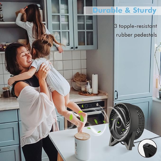 DR.PREPARE Desk Fan, 8 Inch Powerful Table Fan, Small Quiet Bedside Fan with 2 Speeds, Portable Personal Cooling Fan for Bedroom Sleeping Tabletop Office Home Kitchen Camping, Black
