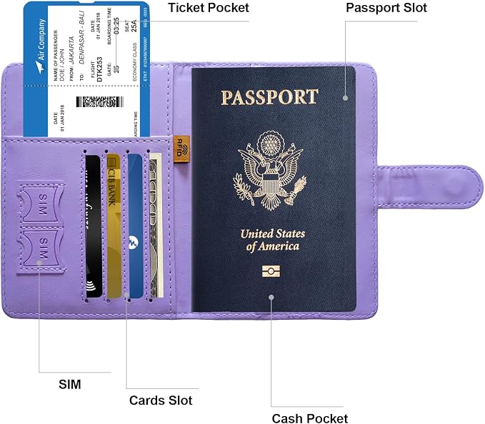 Passport Holder for Travel Women and Men RFID Passport Holder with Card Slots Holder Passport Case Passport cover Passport Wallet Travel Essentials and Accessories