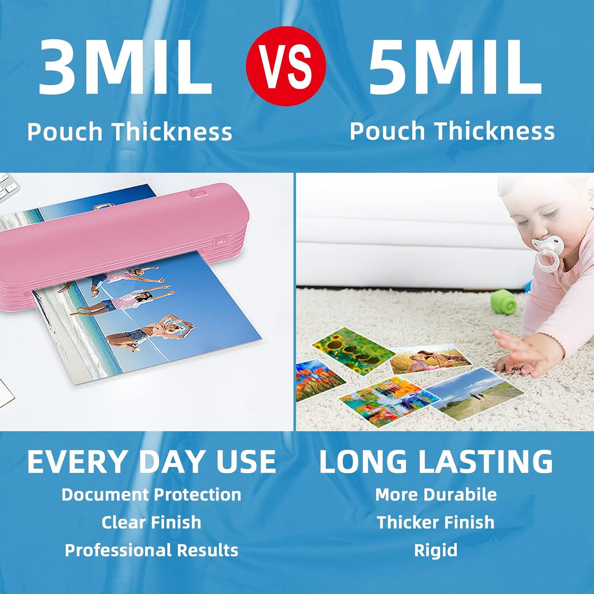 Uinkit Hot Thermal Laminating Pouches 5Mil Thick 9x11.5 Inches Laminating Sheets for Sealed Letter Size 8.5x11inches Photo and Documents 100 Pack Clear Laminated Paper