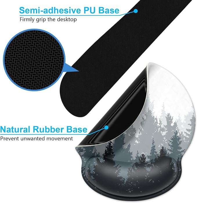 Dapesuom Keyboard Wrist Rest and Mouse Pad with Wrist Support, Cute Memory Foam Cushion for Keyboard and Mouse Set, Ergonomic Desktop Pad Rests with Non Slip Base for Easy Typing & Pain Relief, Forest