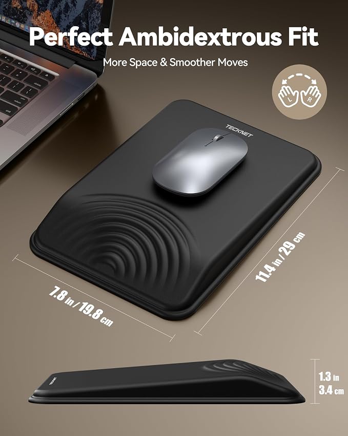 TECKNET Ergonomic Mouse Pad with Wrist Rest, Comfortable Relieves Pain | Built-in Memory Foam and Ergonomic Slope Design Relieves Carpal Tunnel Syndrome Pain, Mousepad for Office Gaming