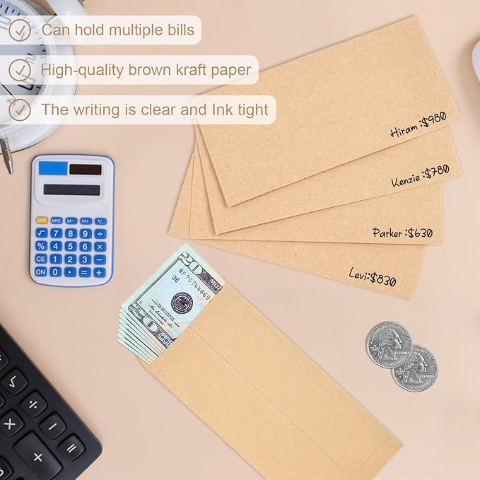 Joyberg 120 PCS Money Envelopes, 6.5"x3.2" Small Cash Envelopes Self-Adhesive for Saving Challenge, Coin, Check, Budget, Small Item Organizer (Pack of 2)