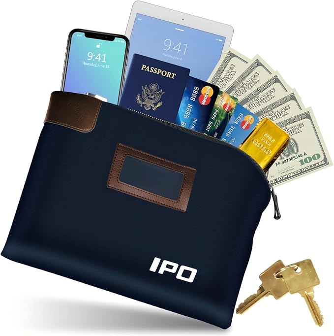 Waterproof Cash Bag with Lock and 2 Keys, 11 x 8.6 Inches, Canvas Documents Bag, Money Bank Deposit Bag with Zipper, Durable Leatherette Money Cash Coin Check Wallet Pouch for Men & Women