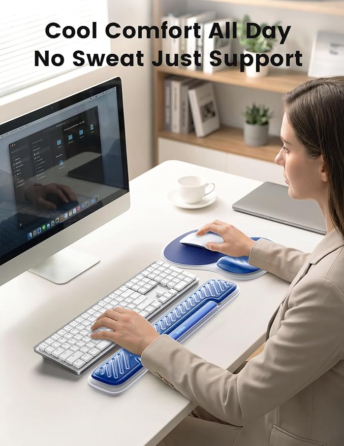 Vaydeer Gel Keyboard Wrist Rest and Mouse Pad with Wrist Rest Set, Ergonomic Wrist Support for Desk, Computer Wrist Pad for Home Office Gaming Remote Work Carpal Tunnel Pain Relief-Champagne