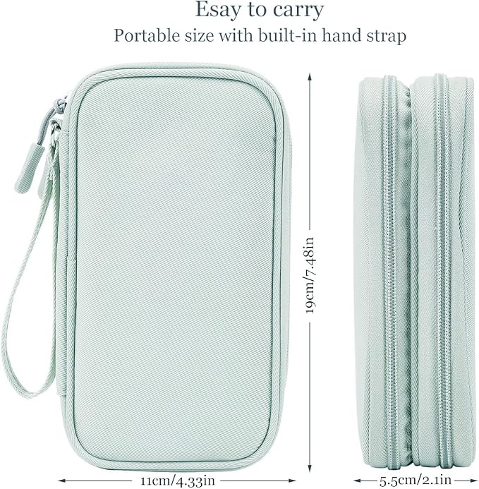 Electronic Organizer Travel Cable Accessories Bag,Electronic Organizer Case,Electronic Accessories Organizer Bag for Power Bank, Charging Cords, Chargers, Mouse, USB Cable, Earphones (Mint Green)