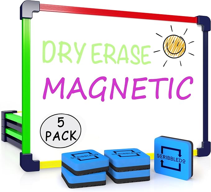 5 Pack Small White Board Dry Erase Board for Kids Portable 9"x12" Drawing Magnetic Mini Whiteboard White Board for Students Teachers School Supplies Lapboard Small Dry Erase Board for Kids & Erasers