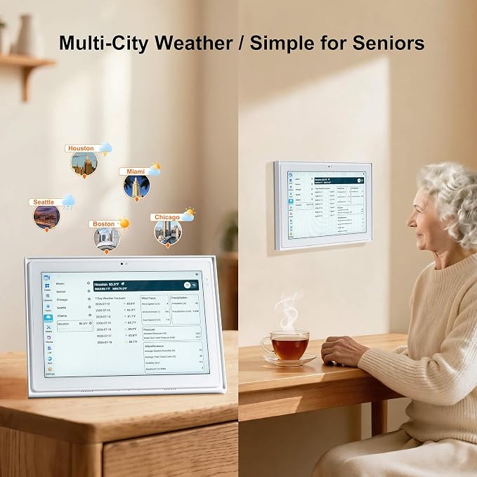 12.3-inch Digital Calendar Touchscreen for Family Kitchen Hub with Video | Calling No Subscription Fees, Real-Time Calendar Sync, Chore Charts, Meal Planner, Privacy Shutter, Wall and Desk Mountable