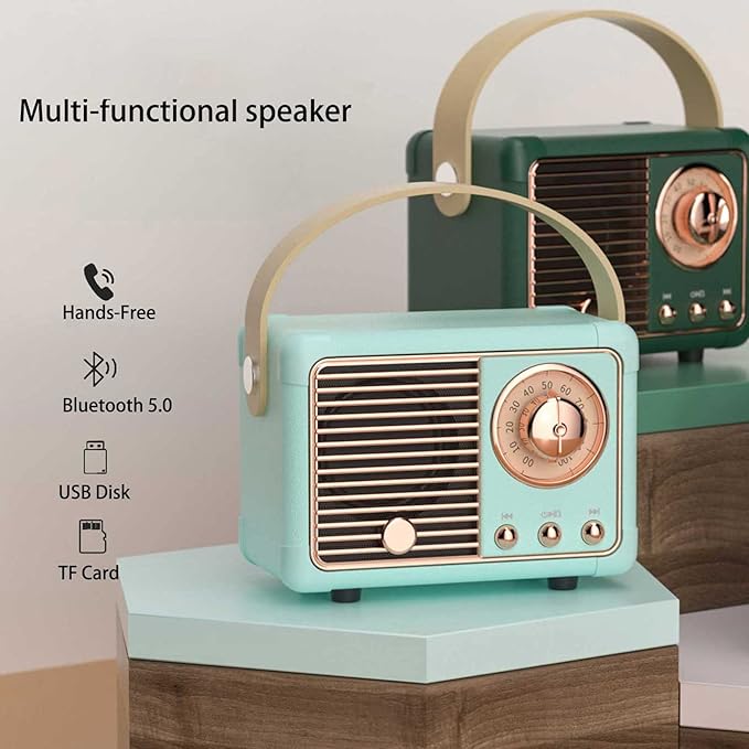 Dosmix Retro Bluetooth Speaker, Vintage Decor, Portable Wireless Bluetooth Speaker, Cute Old Fashion Style for Kitchen Desk Bedroom Office Outdoor Accessories for iPhone Android (Yellow)