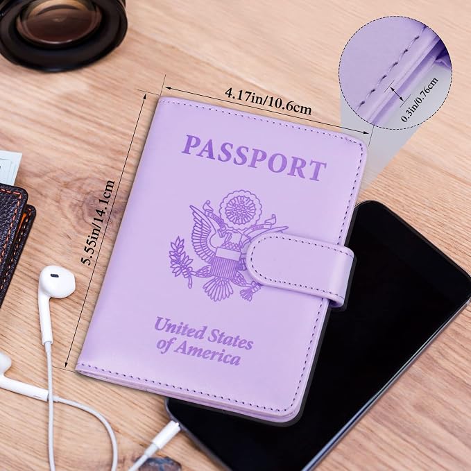 TIGARI Passport Holder for Travel Women Men, PU Leather Waterproof RFID Wallet Cover Case Sleeve, Valentines Day Gifts, Vacation Plane Cruise Travel Document Organizer Essentials