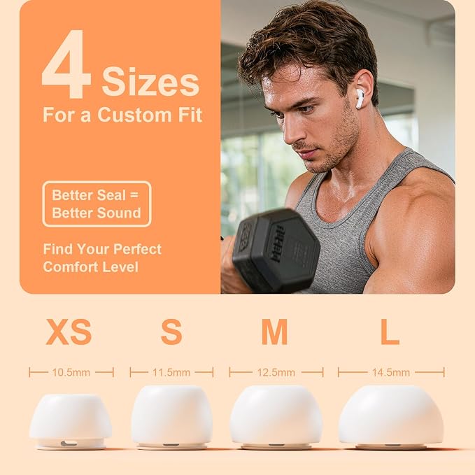 Replacement Ear Tips Compatible with AirPods Pro 2nd & 1st Generation – Silicone Earbud Tips with Cleaning Pen, Secure Fit, Noise Isolation, Soft Comfort Ear Tips Kit (4 Pairs, XS/S/M/L)