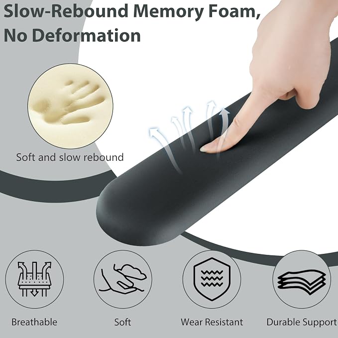Mouse Pad and Keyboard Wrist Rest, 3-in-1 Gel Memory Foam Ergonomic Mouse Pad with Wrist Rest Set, Gaming Mousepad Arm Cushion Support for Computer Office Desk Accessories Cute Setup, Charcoal