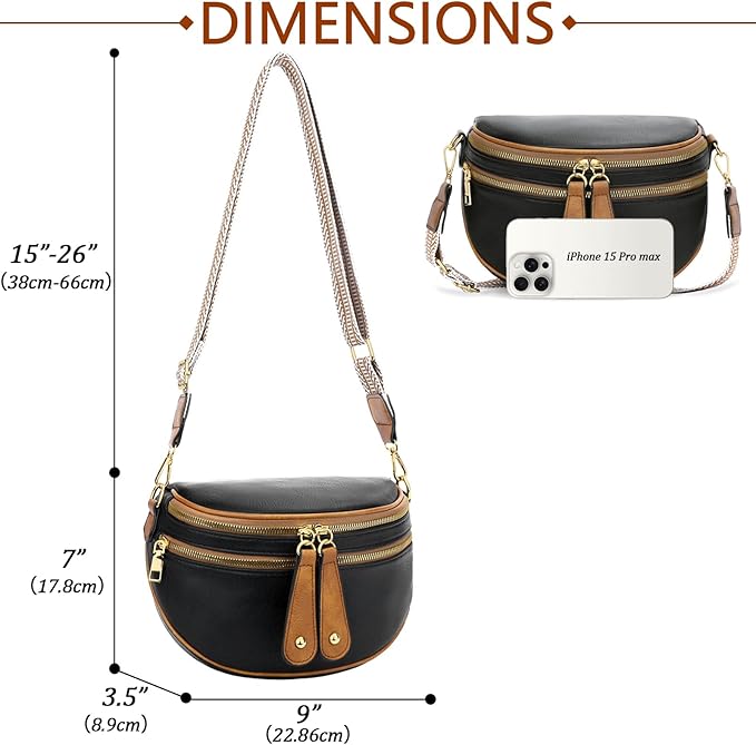 KKXIU Crossbody Bags for Women Vegan Leather Travel Bum Bag | Trendy Fanny Waist Pack | Shoulder Purse with Adjustable Strap