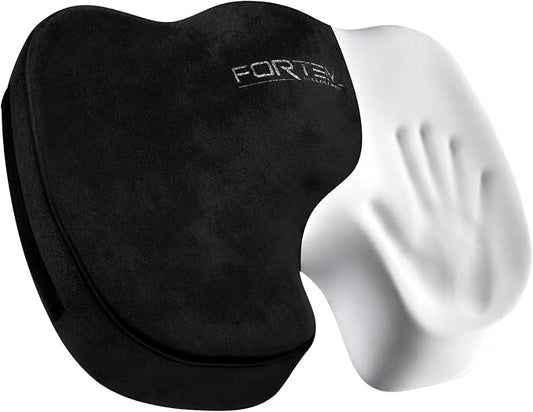 FORTEM Seat Cushion, Office Chair Cushion, Memory Foam Car Seat Cushions, Sciatica Coccyx Tailbone Pain Relief, Chair Cushions for Back Support, Sitting Pad for Gaming, Washable Cover, Non Slip