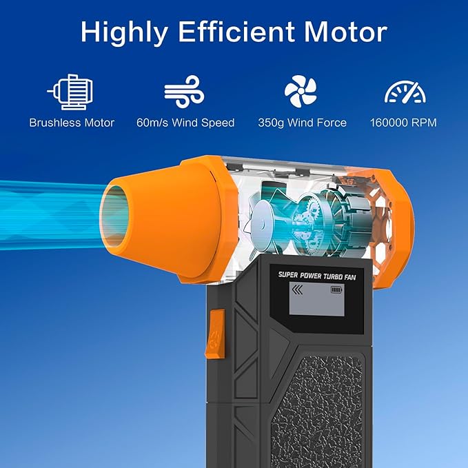 Electric Air Duster-Compressed Air Duster with 2 Removable Battery 160000RPM, 4-Gear Adjustable Cordless Mini Blower, Reverse Charging & Rechargeable Dust Blower for PC Keyboard Car Outdoor or House