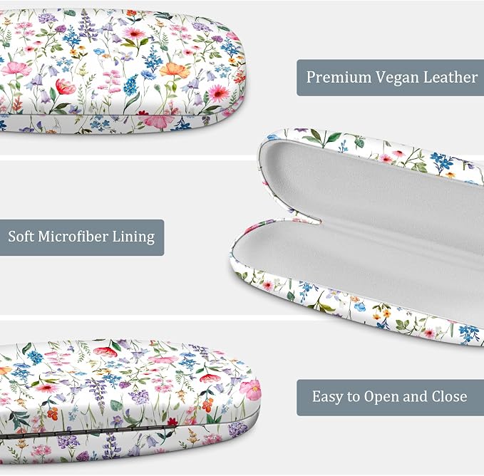 FINTIE Hard Shell Eyeglasses Case, Portable Protective Glasses Cover Eyeglass Holder Box with Cleaning Cloth for Men Women