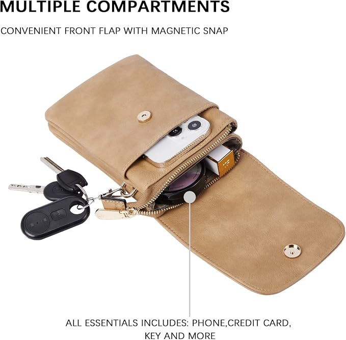 BOSTANTEN Small Crossbody Bag for Women Designer Cell Phone Purse | Vegan Leather, Multiple Pockets, Card Slots, Compact Size for Phone, Cards and Keys, Daily Travel Shopping Use