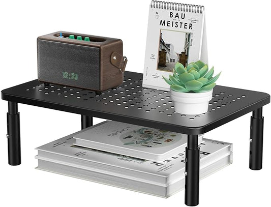 WALI Desk Organizer, 1 Tier Computer Monitor Stand for Desk, Desk Monitor Riser 3 Height Adjustable, Laptop Stand Underneath Storage for Office, Home, School Supplies (STT003), 1 Pack, Black