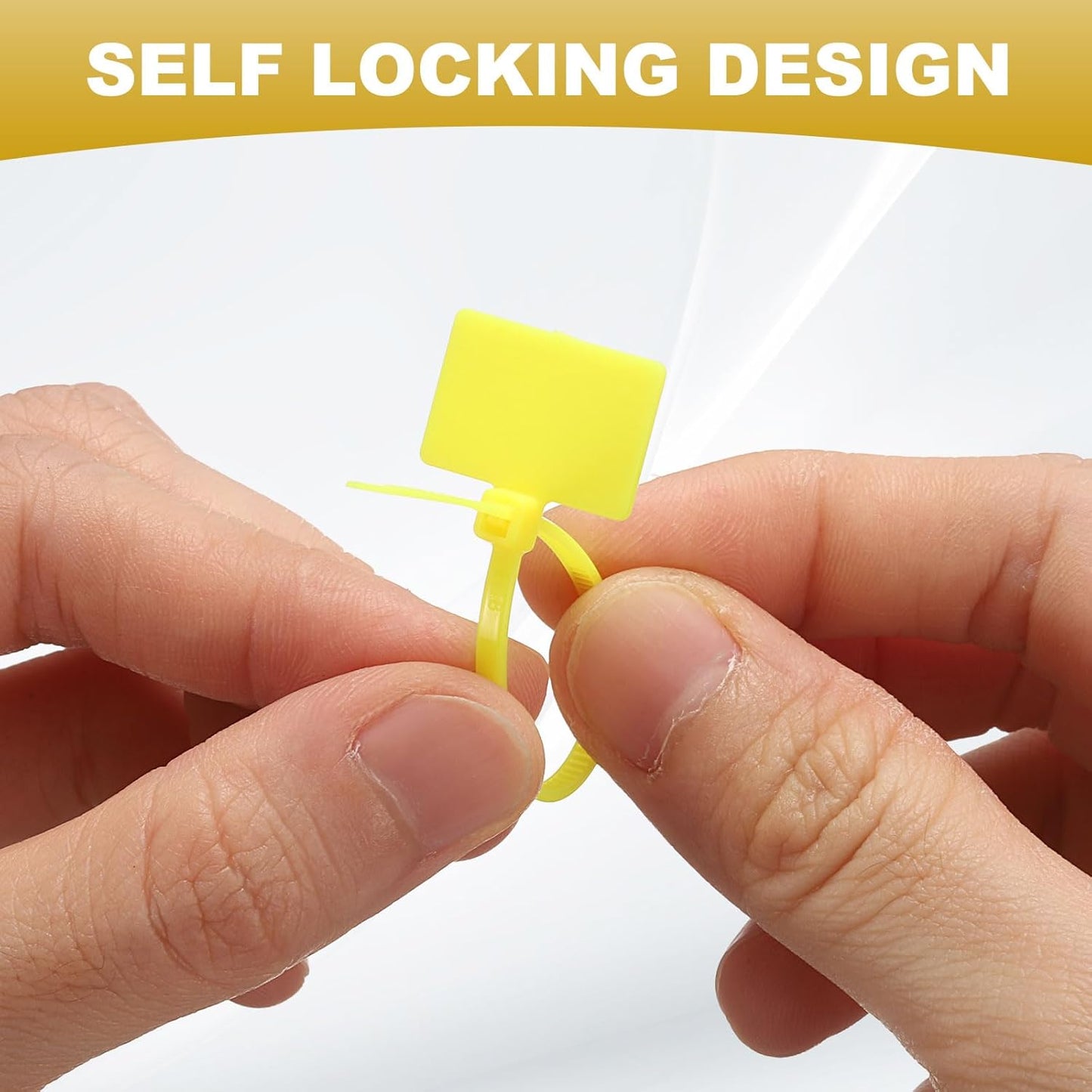 uxcell 100 Pcs Cable Label Marker Tags, Nylon Cable Zip Tie Tags 4.3 Inch Writable Self-Locking Wire Labels Zip Ties for Organization Marking, Yellow