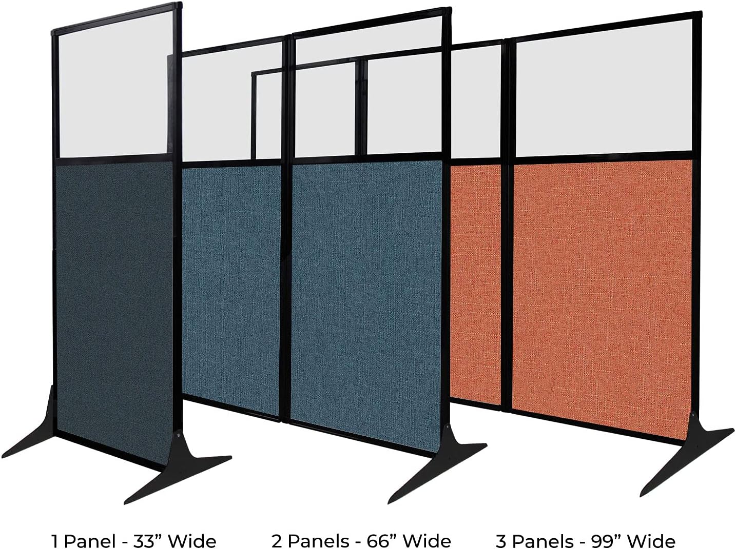 Versare Workstation Partition | Portable Wall Divider | Modern Office Cubicle | Free Standing Privacy Screen | Flexible Work Space | 33" x 70" W/Window, Slate Fabric Panels