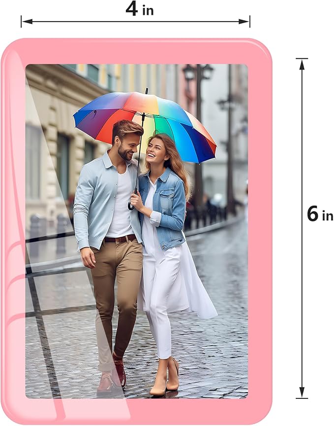Bluesun 4×6 Pink Picture Frame, Vertical & Horizontal Wall & Tabletop | 4× 6 Photo Frame Pink with Tempered Glass & Rounded Corners, 6x 4 Frames for Kids, Living Room Bedroom Hallway Office