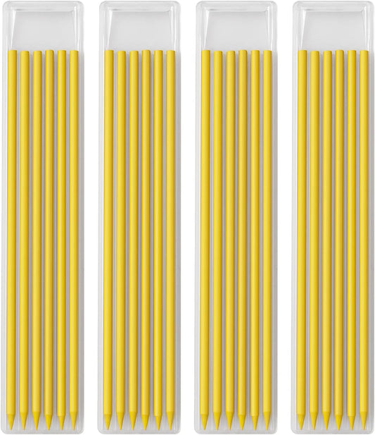 Gegong 24 Pieces 2.8 mm Diameter Solid Carpenter Pencil Set Pencil Refills for Carpenter Carpenter Marker Woodworking Mechanical Pencil (Yellow Refill)