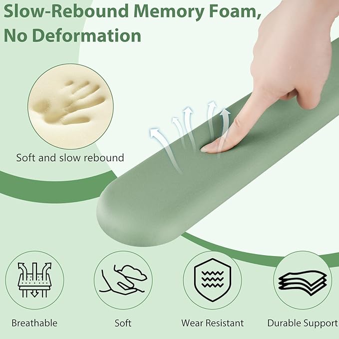 Mouse Pad and Keyboard Wrist Rest, 3-in-1 Gel Memory Foam Ergonomic Mouse Pad with Wrist Rest Set,Gaming Mousepad Arm Cushion Support for Computer Office Desk Accessories Cute Setup,Sage Green