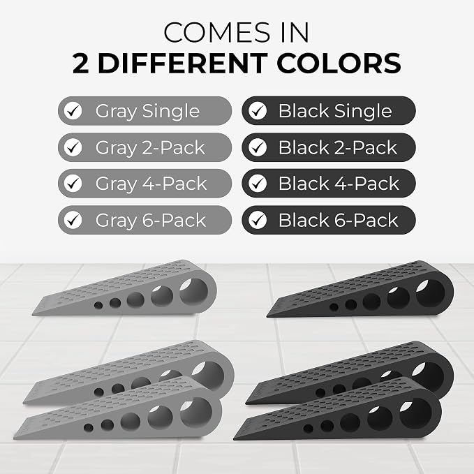 Door Stoppers for Bottom of Door Premium Floor Rubber Door Stop Wedge Made in USA Heavy Duty Honeycomb Design for Carpet, Tile, Ideal for Home, School, Commercial,Gray 3 Pack
