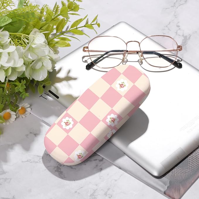 Glasses Case Hard Shell,Portable Protective Eyeglasses Case, Eyeglass Holder Box with Cleaning Cloth, for men women
