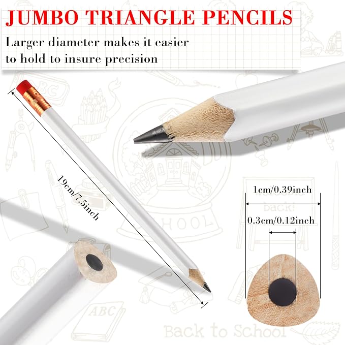 Fainne 48 Pack Jumbo Carpenter Pencils Woodworking Marking with Black Core Thick Flat Construction Pencils for Woodworkers Framers DIY Projects and Contractors(White)