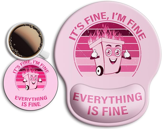 Ergonomic Mouse Pad with Wrist Support Rest,Large Mousepad Gel Wrist Rest, with Coaster Non-Slip & Pain Relief for Computer, Desk, Home&Office-Pink It's Fine