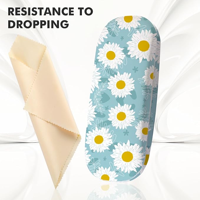 Glasses Case Hard Shell,Portable Protective Eyeglasses Case, Eyeglass Holder Box with Cleaning Cloth, for men women