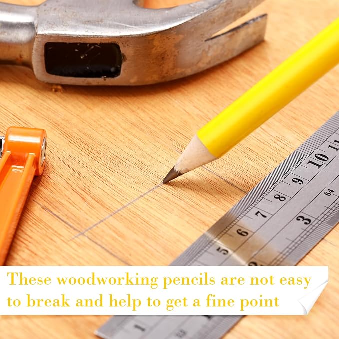 Fainne 48 Pcs Jumbo Pencil, Wooden Pencil with Black Core for Carpenters Construction Workers Woodworkers Framers Beginners Students Teachers DIY Project(Yellow,Round)