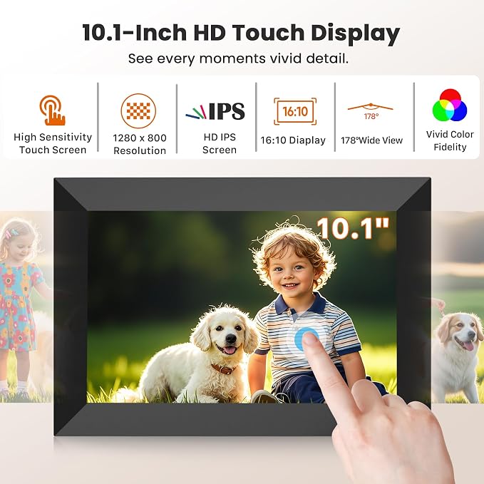Uhale Digital Picture Frame WiFi 10.1 Inch, Electronic Photo Frames 1280 x 800 HD IPS Touch Screen, Auto Rotate, Slideshow, Share Photos/Videos from Phone Instantly